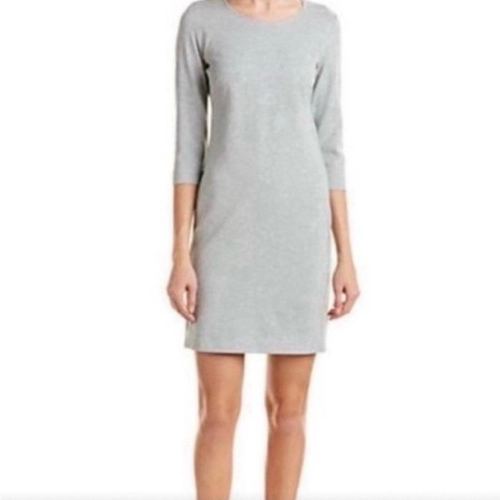 Theory Mini Shift Dress Fix Ponte Knit in Gray 3/4 Sleeve- Office-Size 10 - EUC